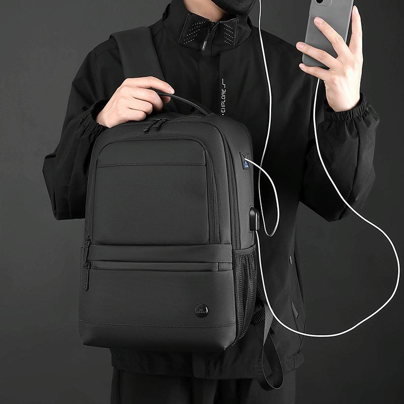Men Usb Backpack with Charging Port - Dark Blue