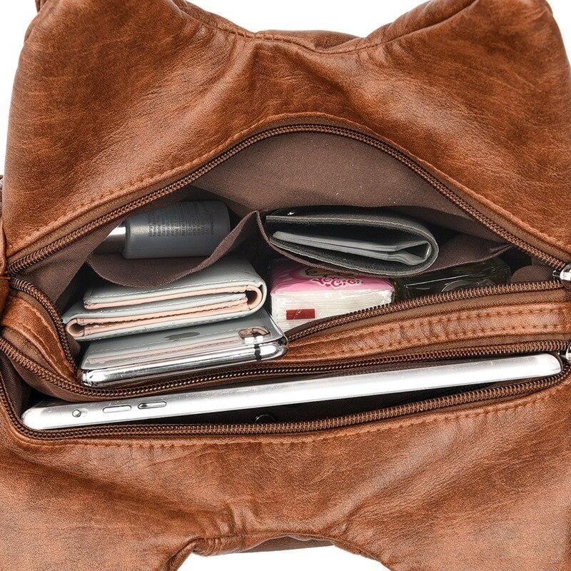 Grey Soft Leather Motorcycle Bag For Women