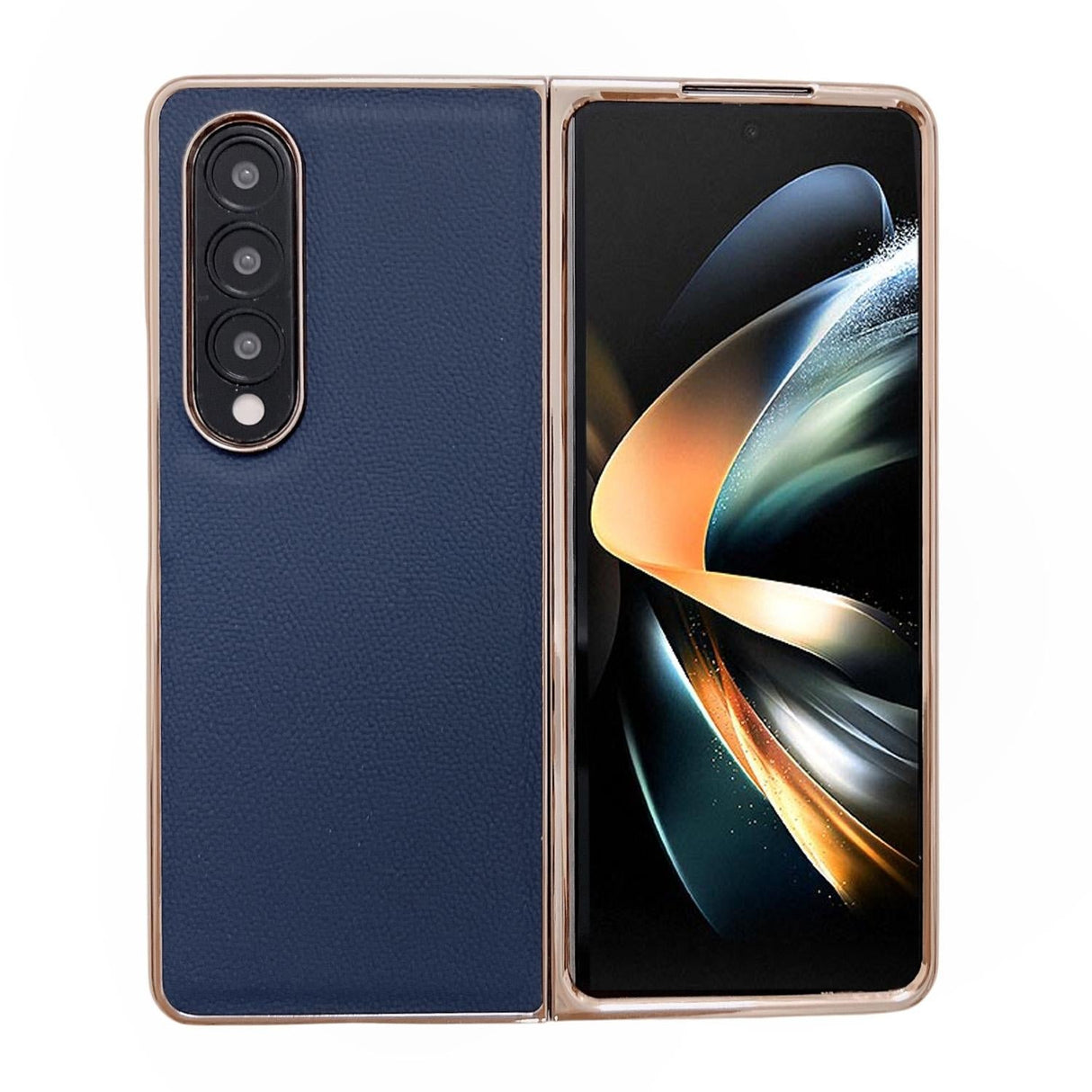 For Samsung Galaxy Z Fold4 5G Leather Phone Case - Nano Plating - Dark Green