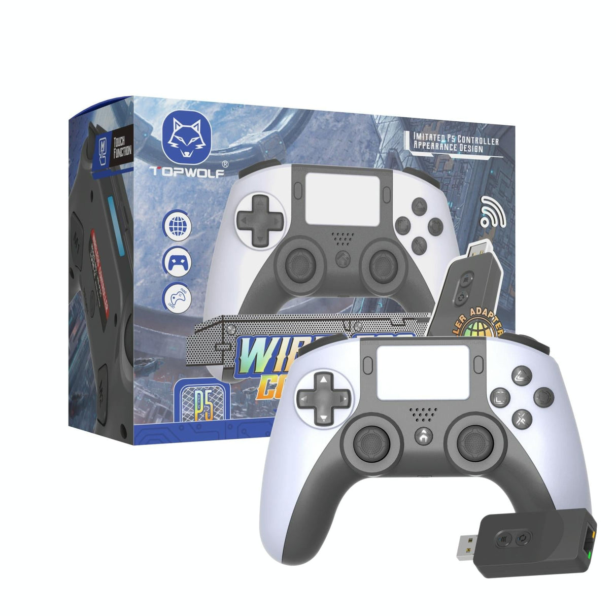Wireless Dualsense Gamepad for Ps5 / Ps4 / Pc with Bluetooth and Joysticks - Purple Red