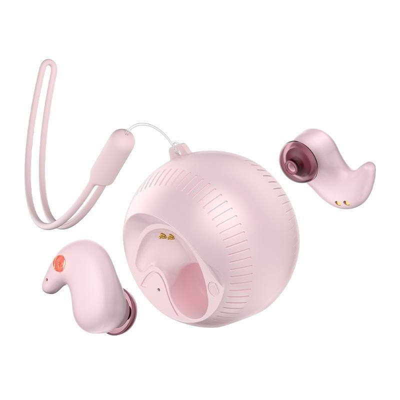 Coconut Ball Bluetooth Earphones with Charging Case - Pink