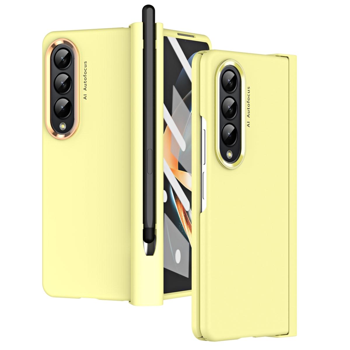 For Samsung Galaxy Z Fold4 5G Samsung Fold 4 Hinge Flip Case - Two Tone Contact Lens - Yellow