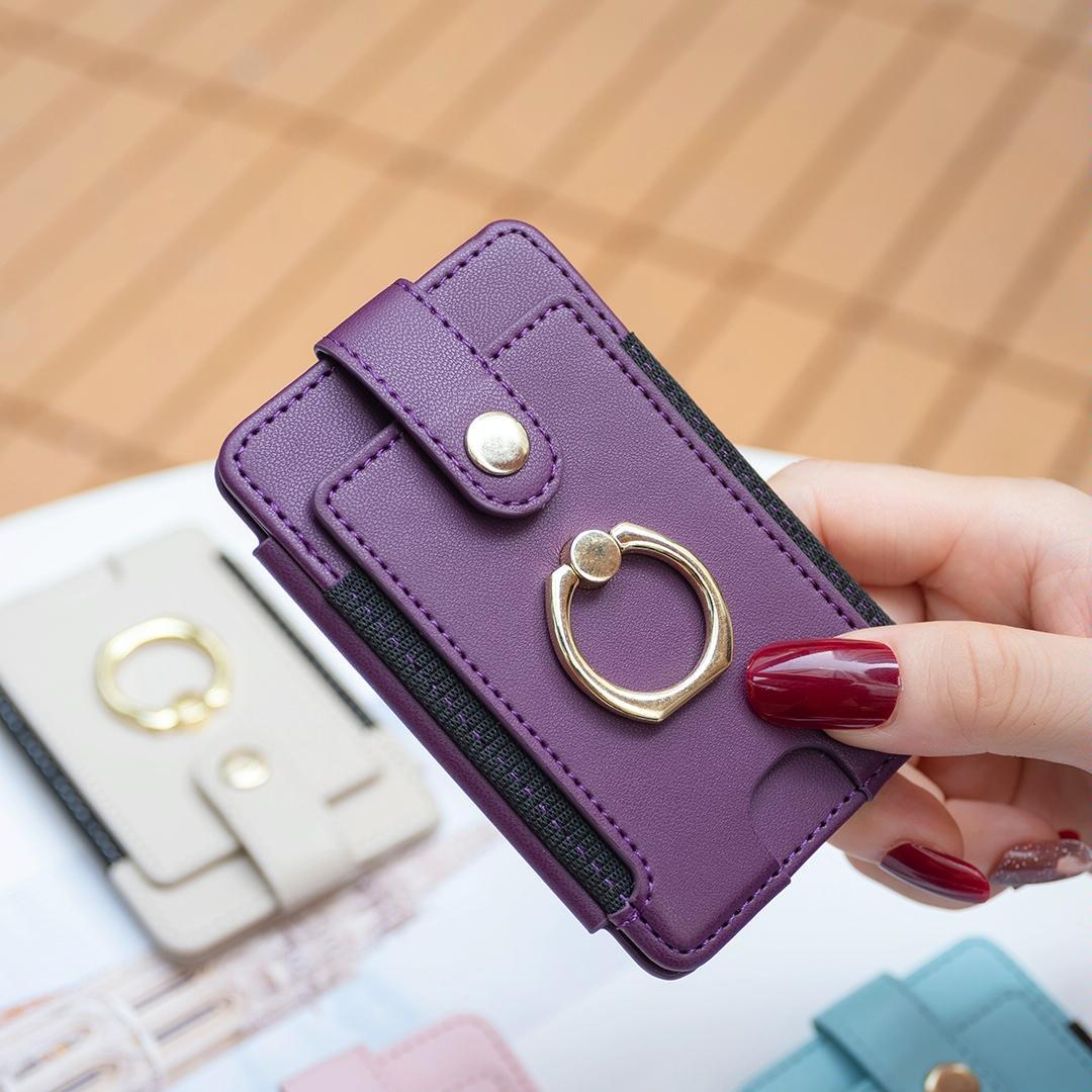 Metal Ring Card Bag Sticker For Mobile Phones - Black