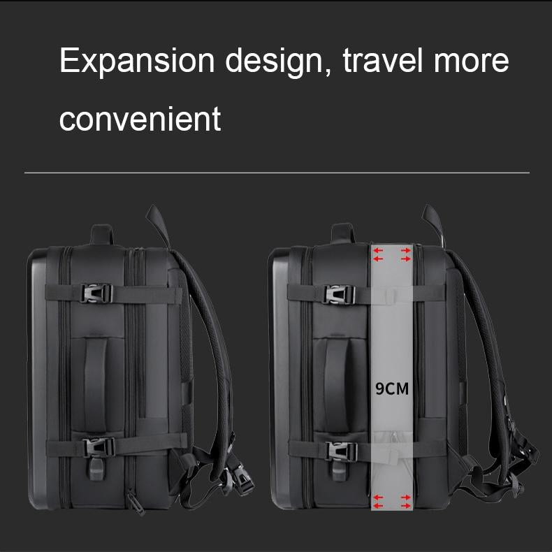 Waterproof Expandable Hard Shell Backpack with Usb Charging - Large Capacity Black - 161 Dark Gray