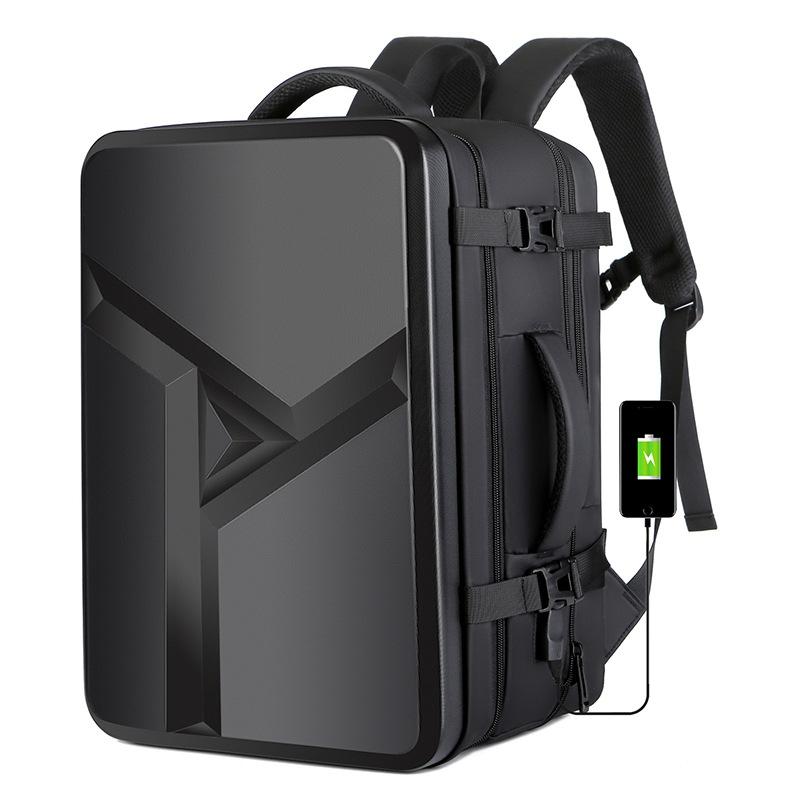 Waterproof Expandable Hard Shell Backpack with Usb Charging - Large Capacity Black - 161 Dark Gray