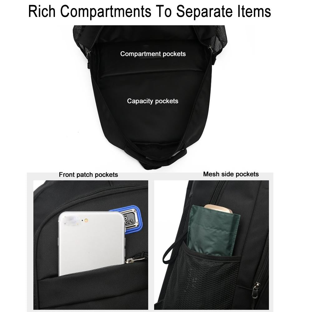 Large Capacity Nylon Backpack For Students - Black