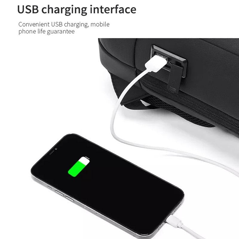 Large Capacity Waterproof Laptop Backpack with Usb Port for Business Travel - Black