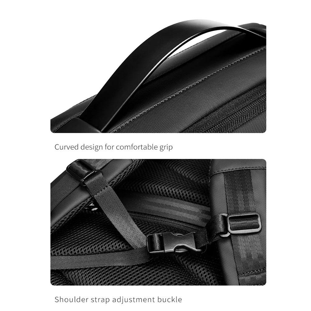 Large Capacity Waterproof Laptop Backpack with Usb Port for Business Travel - Black