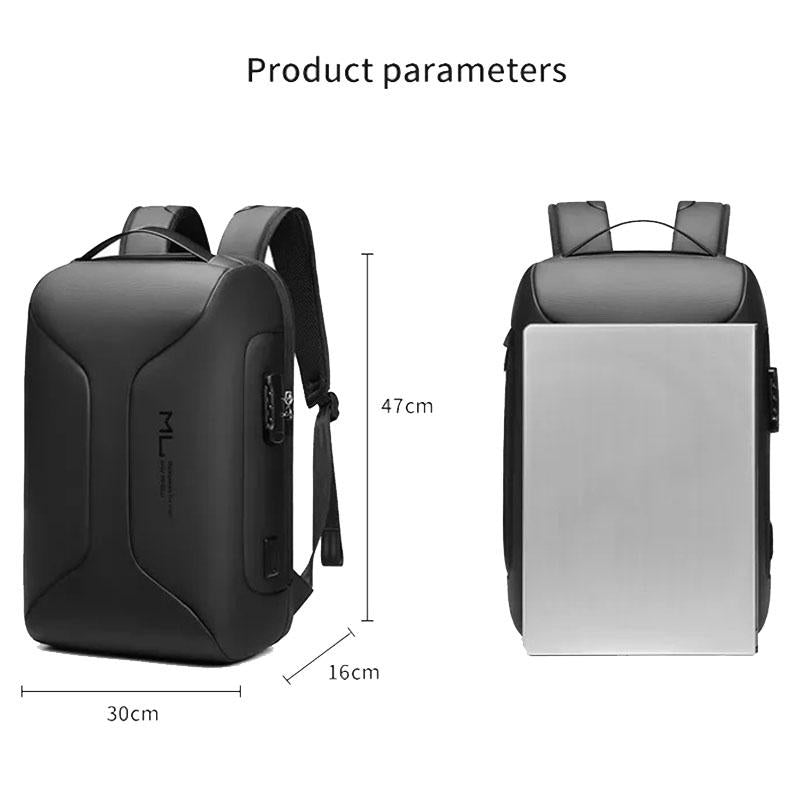 Large Capacity Waterproof Laptop Backpack with Usb Port for Business Travel - Black