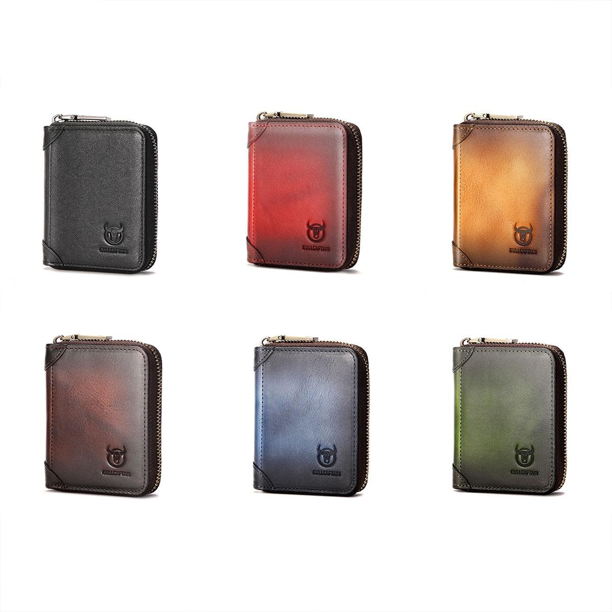 Rfid Anti Theft Cowhide Card Holder Wallet Coffee