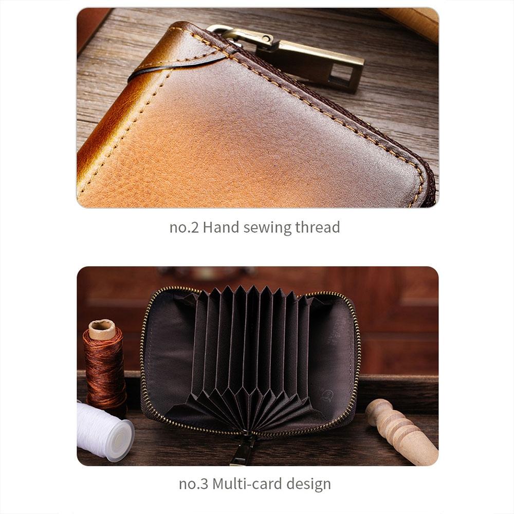 Rfid Anti Theft Cowhide Card Holder Wallet Coffee