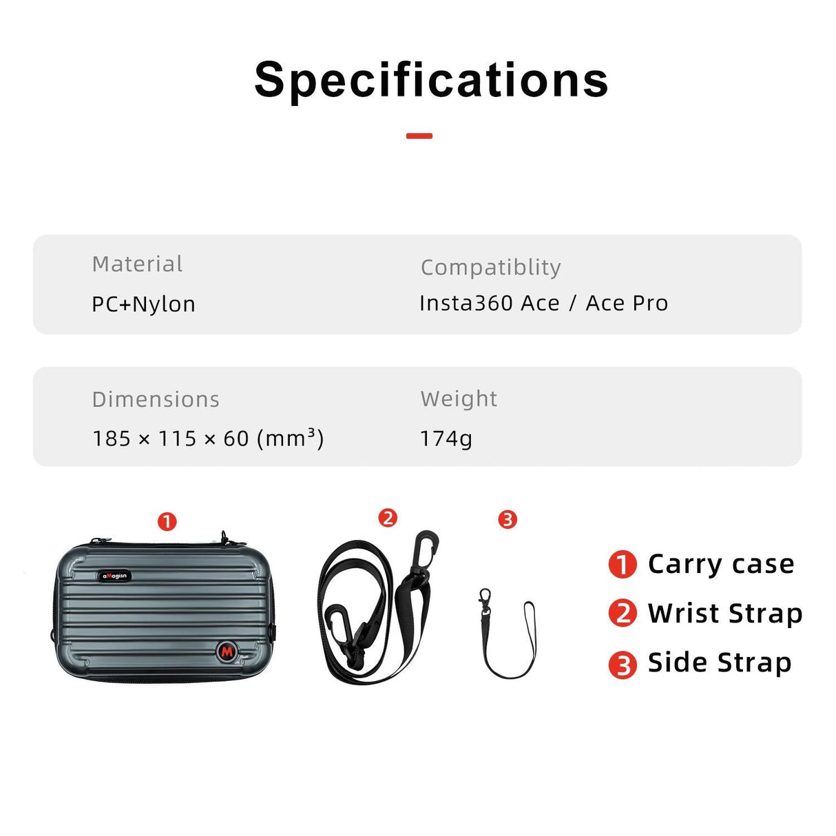 18.5 x 11.5 x 6cm Small Organizer Bag for Sports Camera Accessories - Pearl White