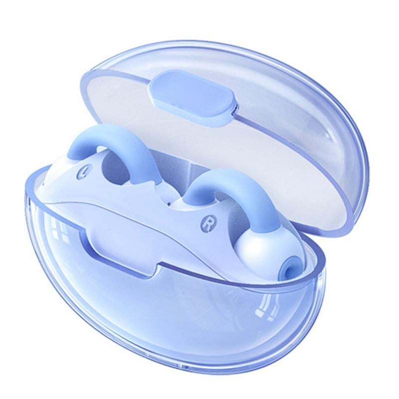 Wireless Bluetooth Earphone - Transparent Ear Clip - Ows Sports - Blue