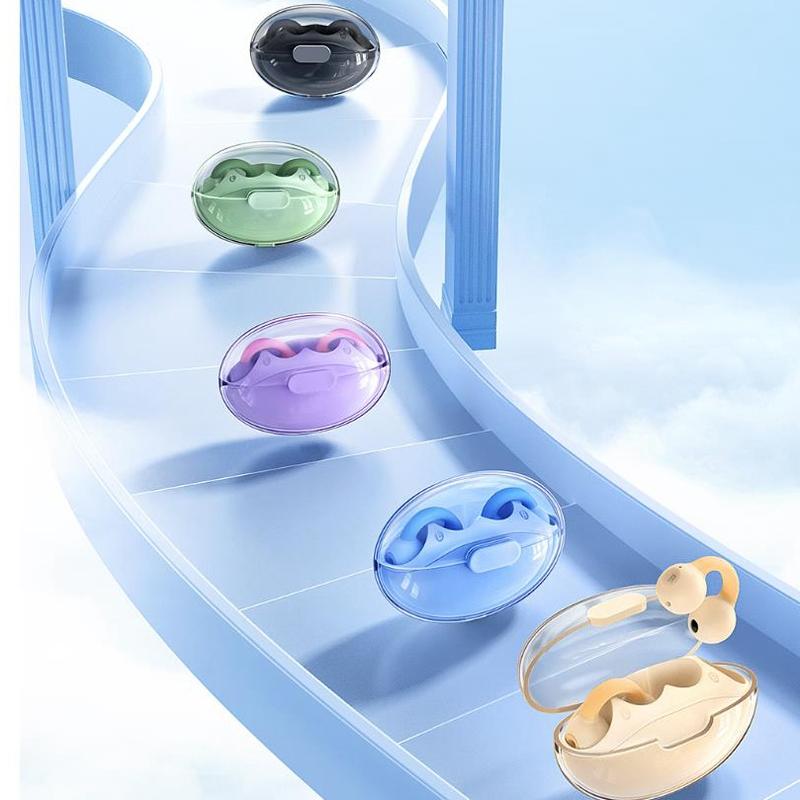 Wireless Bluetooth Earphone - Transparent Ear Clip - Ows Sports - Blue