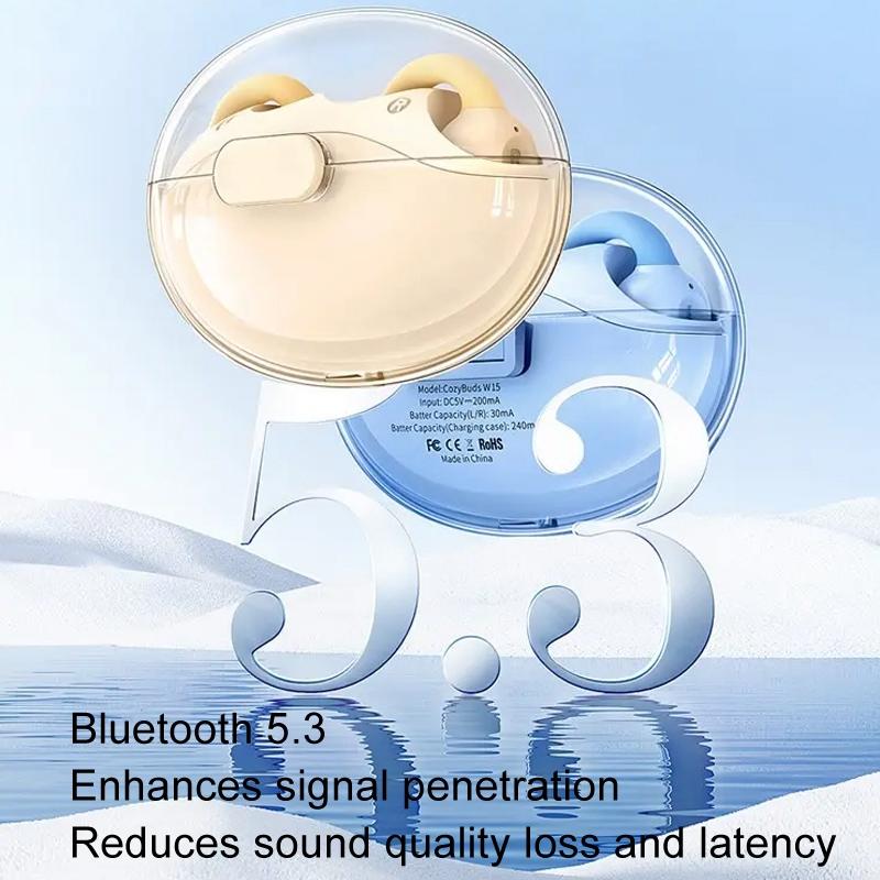 Wireless Bluetooth Earphone - Transparent Ear Clip - Ows Sports - Blue