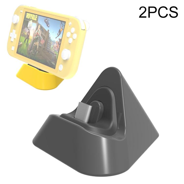 2-pack Portable Triangle Charger for Nintendo Switch / Lite - Gray