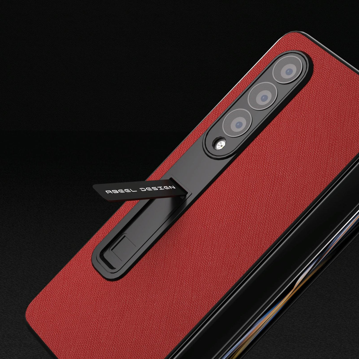 For Samsung Galaxy Z Fold4 5G Cross Texture Leather Phone Case With Holder - Red