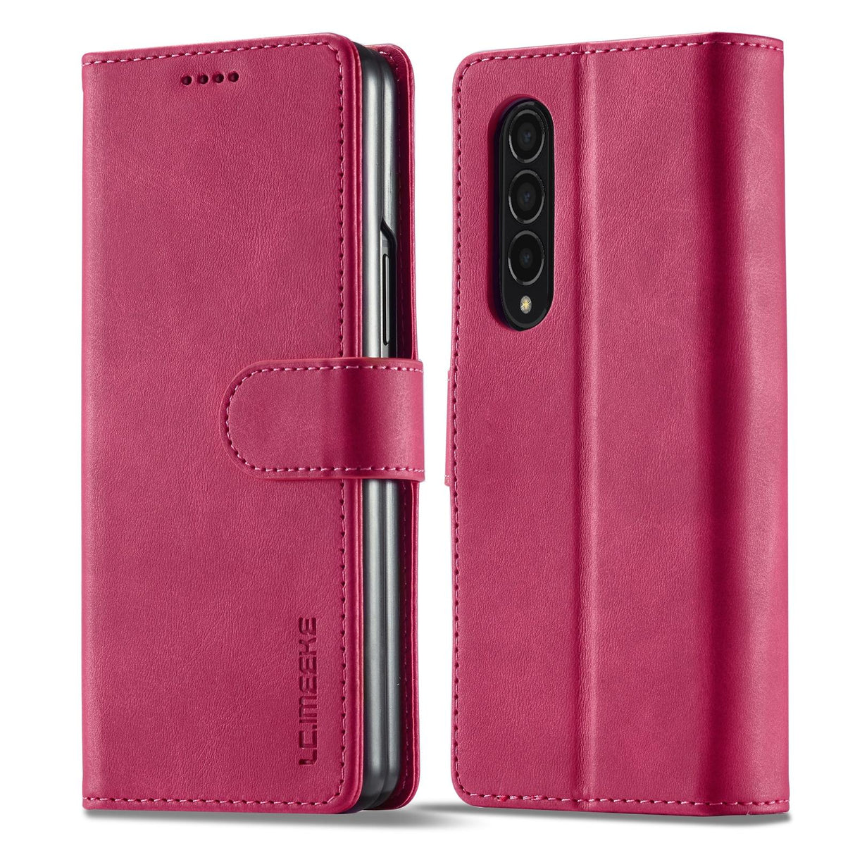 For Samsung Galaxy Z Fold4 5G Calf Leather Phone Case - Red