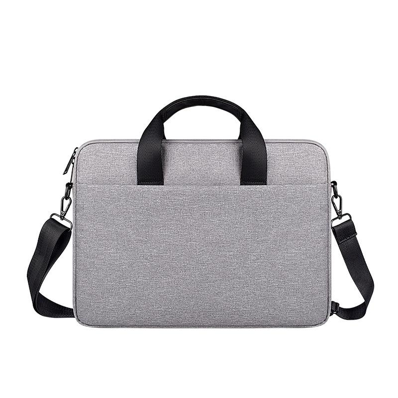 14.1-15.4 Inch Portable Laptop Bag with Single-shoulder Strap - Gray With Shoulder Strap