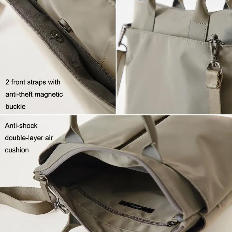 Large Dual Purpose Business Briefcase Handbag / Shoulder Bag For Laptops - Khaki+Gray Pu Power Bag