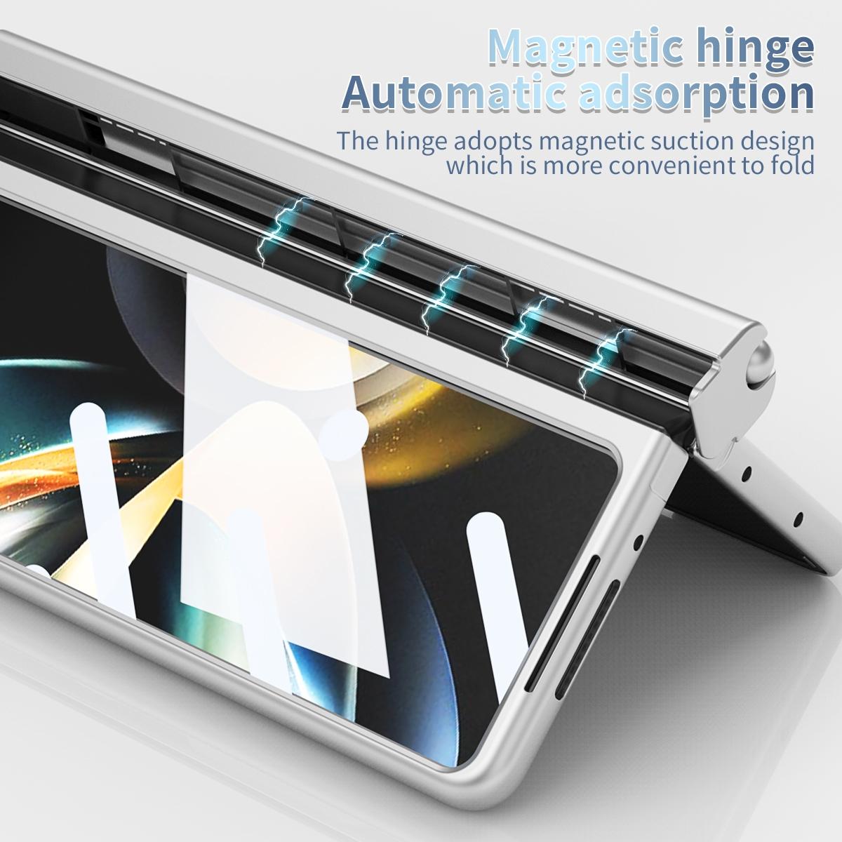 For Samsung Galaxy Z Fold4 5G Foldable Phone Case With Pen Slot - Electroplated - Gold