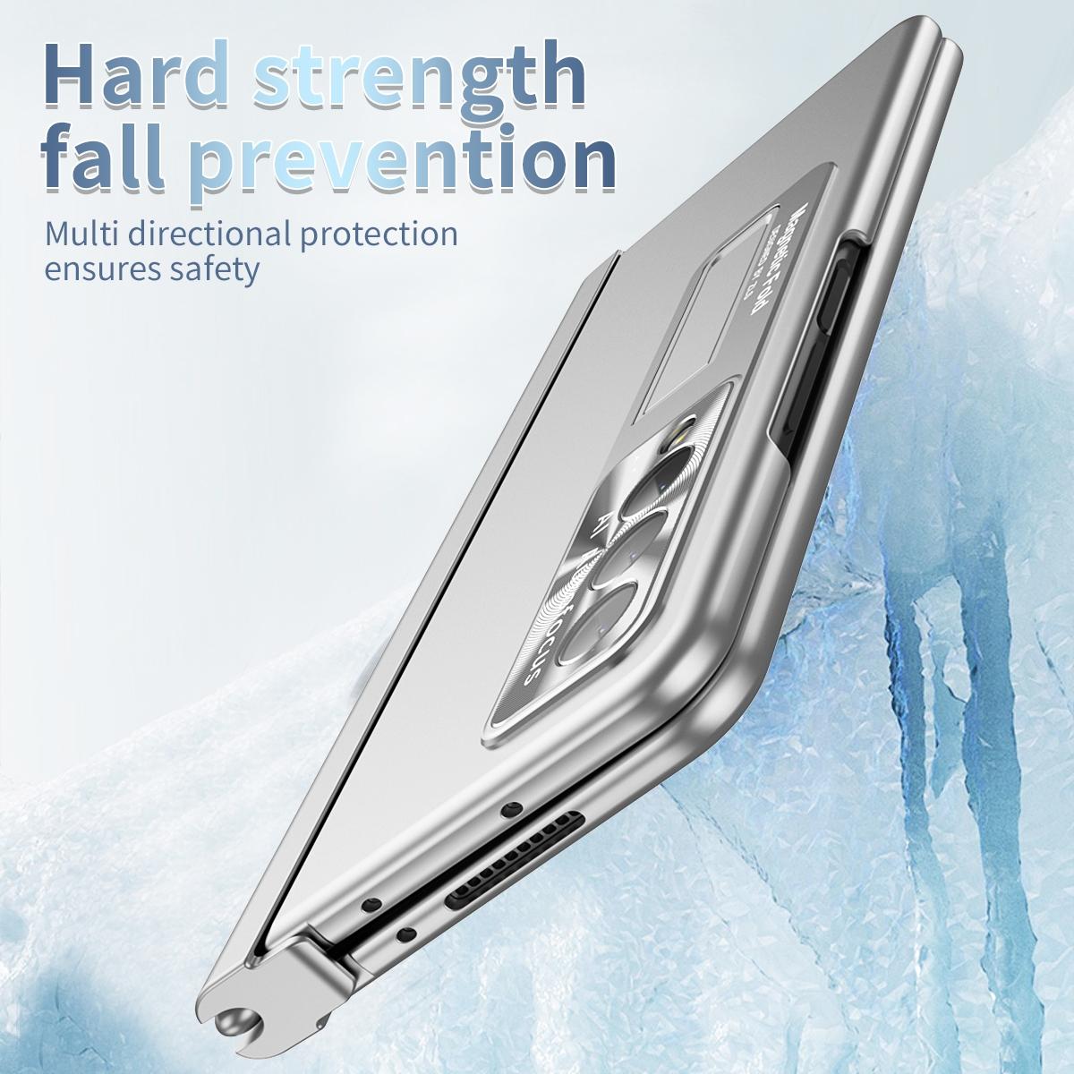 For Samsung Galaxy Z Fold4 5G Foldable Phone Case With Pen Slot - Electroplated - Gold