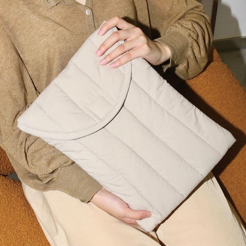 Lightweight Cotton Embroidery Inner Bag for Protection - Gray White - 12.9-13.3 Inch