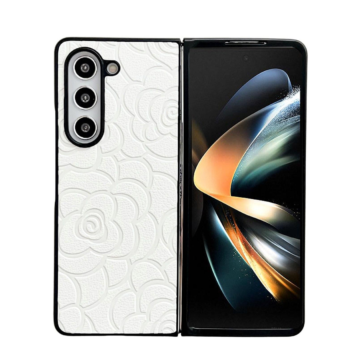 For Samsung Galaxy Z Fold4 5G Floral Print Protective Phone Case - White
