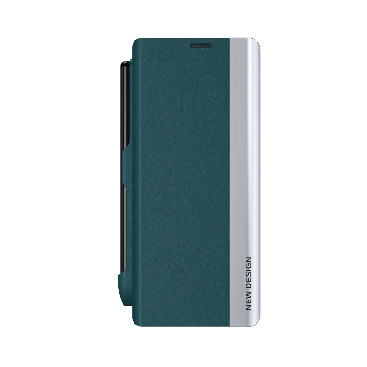 For Samsung Galaxy Z Fold4 5G Leather Phone Case With Pen Slot - Shockproof - Green
