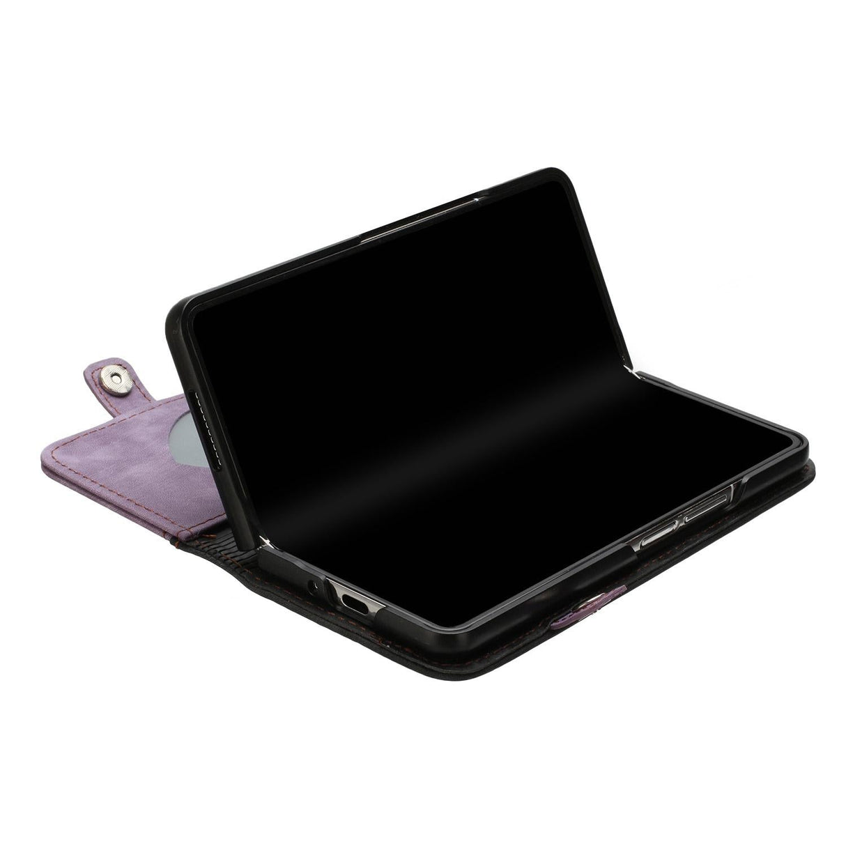 For Samsung Galaxy Z Fold4 5G Leather Phone Case With Side Buckle - Dark Green