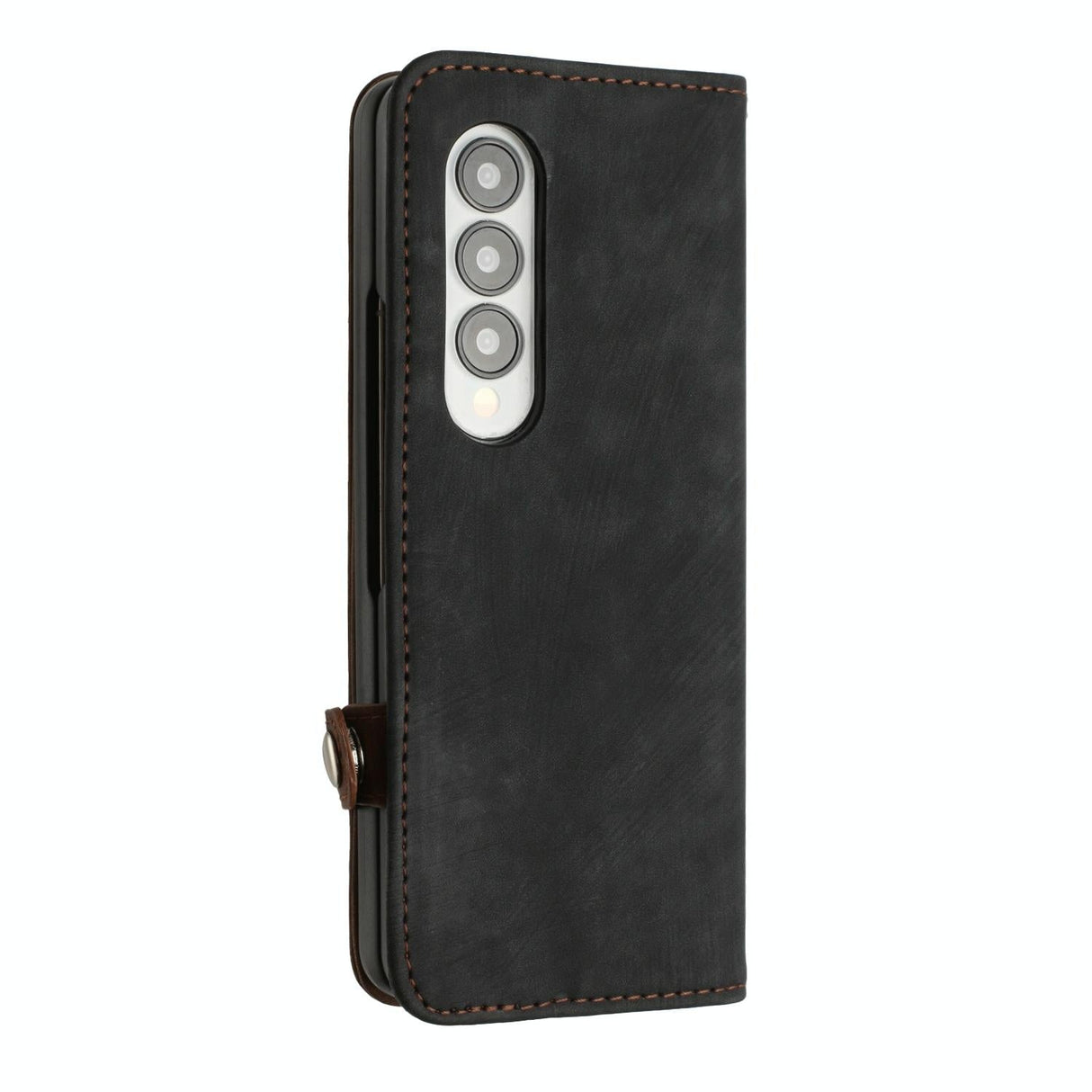 For Samsung Galaxy Z Fold4 5G Leather Phone Case With Side Buckle - Dark Green