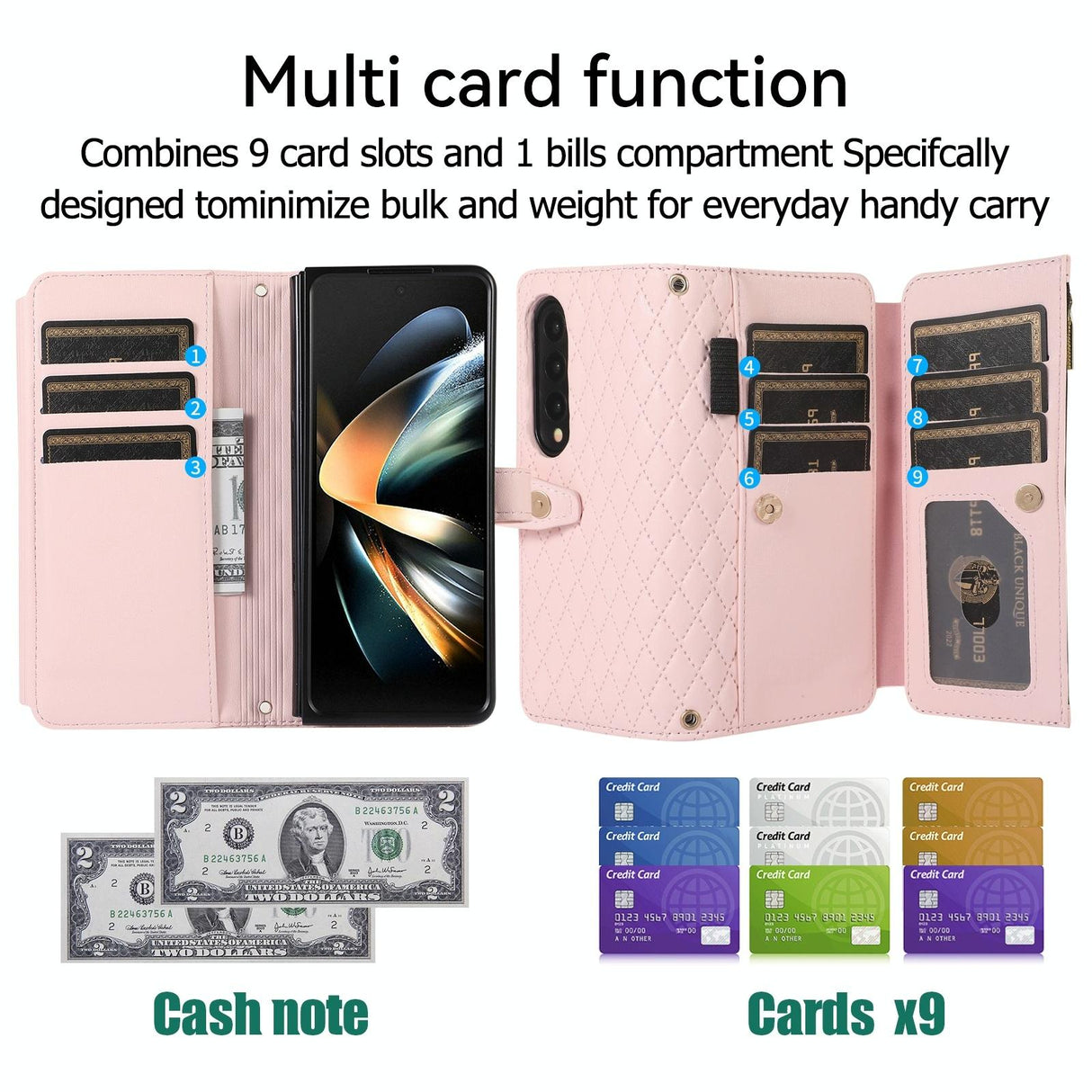 For Samsung Galaxy Z Fold4 5G Foldable Diamond Lattice Phone Case - Dark Green