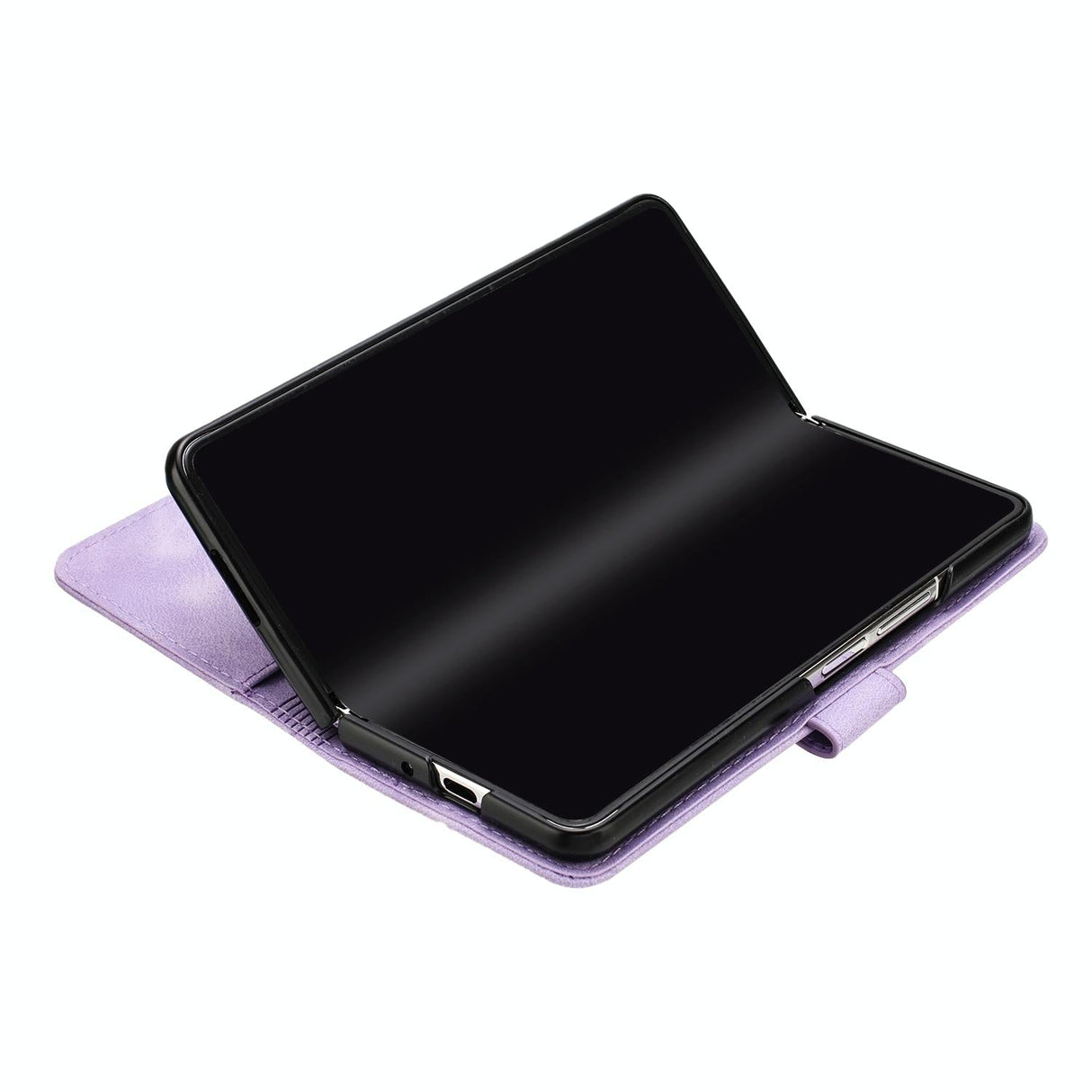 For Samsung Galaxy Z Fold4 5G Smooth Leather Phone Case - Line Pattern - Light Purple