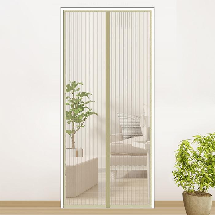 210x100cm Magnetic Mosquito-proof Screen Door Curtain - Magic Mesh - Coffee