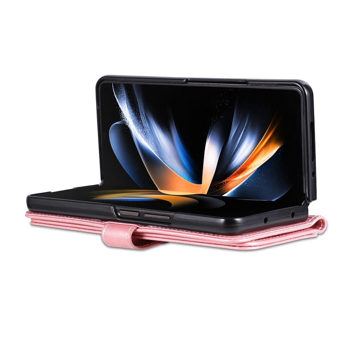 For Samsung Galaxy Z Fold4 5G Leather Phone Case - Smooth Calf Texture - Blue