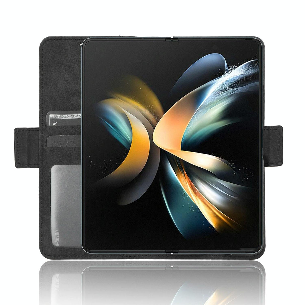 For Samsung Galaxy Z Fold4 5G Leather Phone Case With Card Slots And Calf Texture - Red