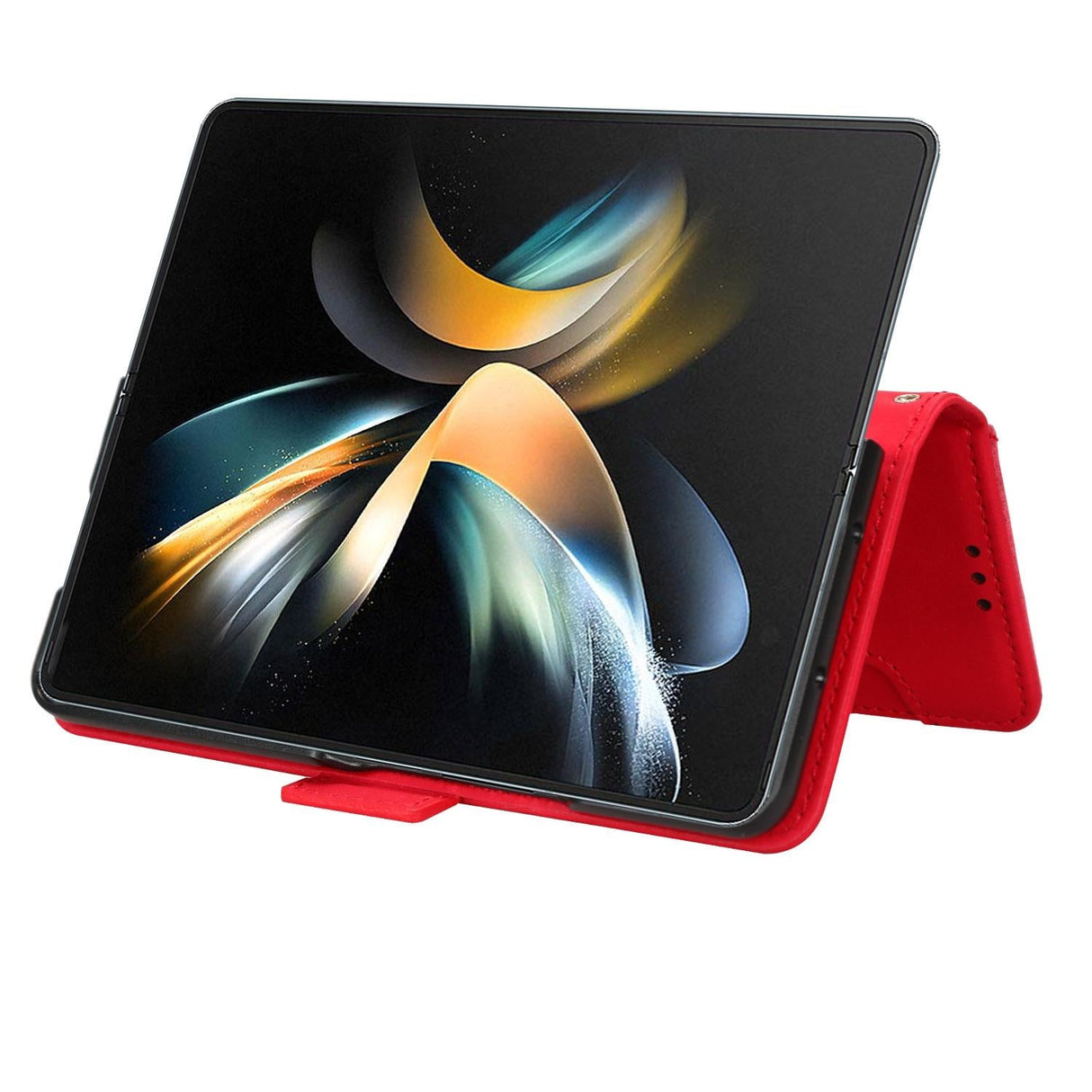 For Samsung Galaxy Z Fold4 5G Leather Phone Case With Card Slots And Calf Texture - Red