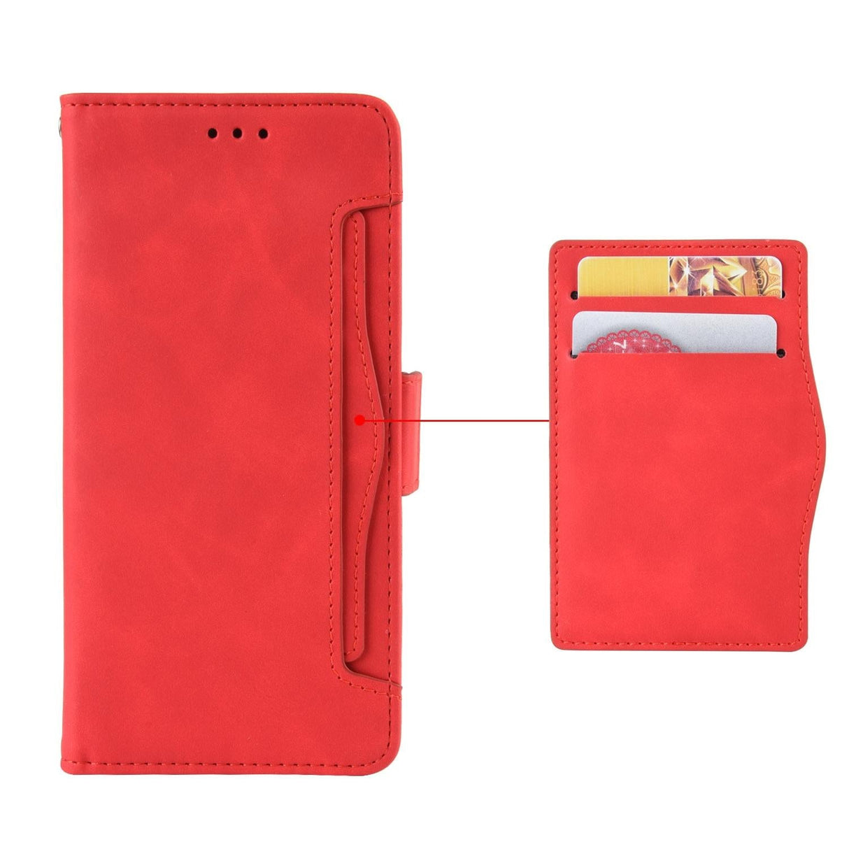 For Samsung Galaxy Z Fold4 5G Leather Phone Case With Card Slots And Calf Texture - Red