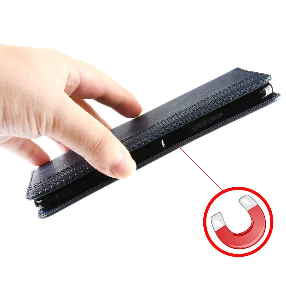 For Samsung Galaxy Z Fold4 5G Vintage Leather Phone Case With Magnetic Buckle - Blue