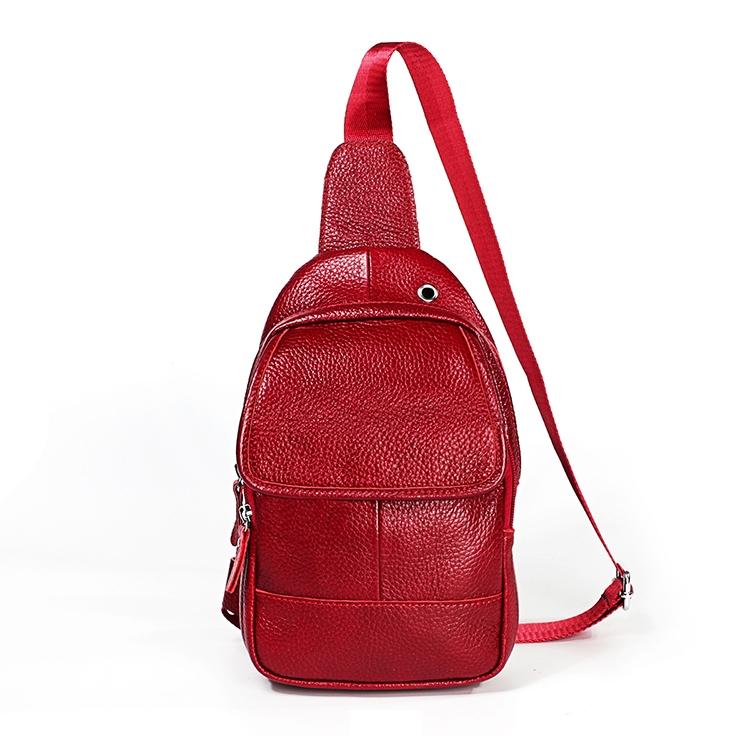 Men Litchi Texture Full Grain Cowhide Crossbody Bag - Coffee