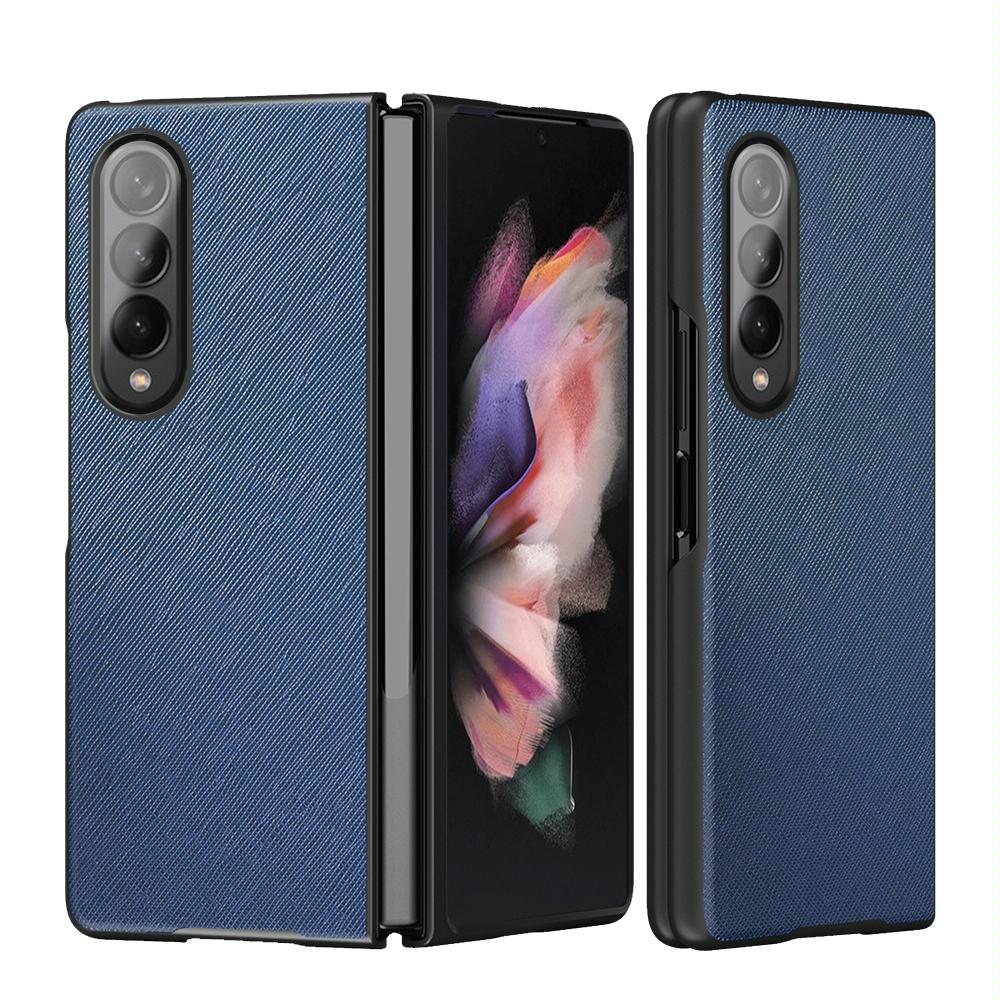 For Samsung Galaxy Z Fold4 5G Foldable Cross Pattern Phone Case - Foldable Design - Blue