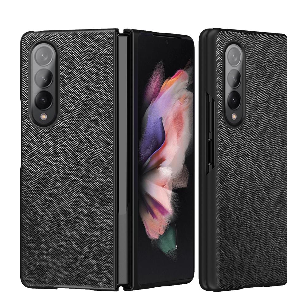 For Samsung Galaxy Z Fold4 5G Foldable Cross Pattern Phone Case - Foldable Design - Blue