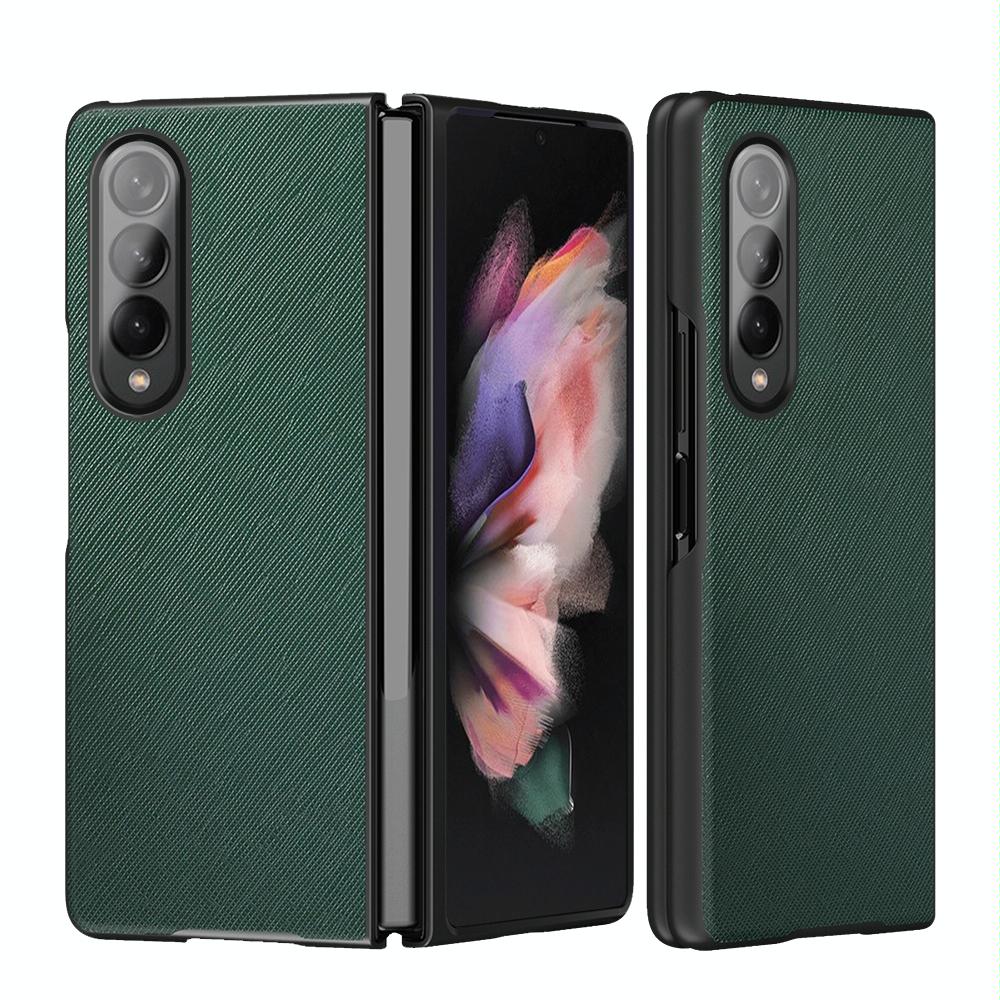 For Samsung Galaxy Z Fold4 5G Foldable Cross Pattern Phone Case - Foldable Design - Blue