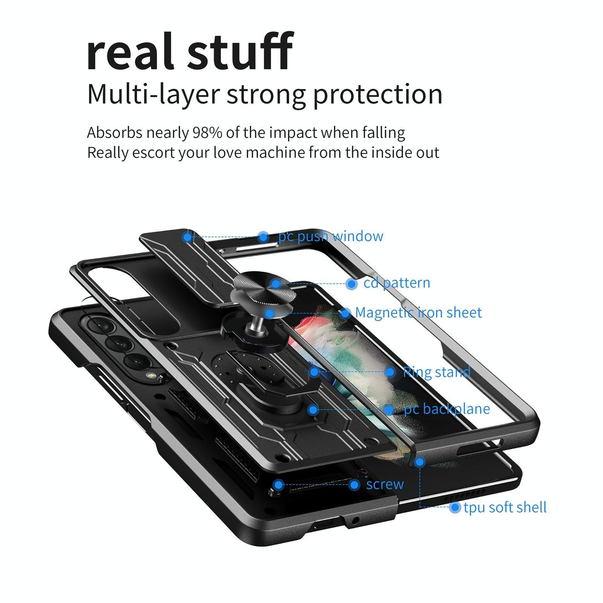 For Samsung Galaxy z Fold4 5G Protective Sliding Camshield Phone Case - Rose Gold