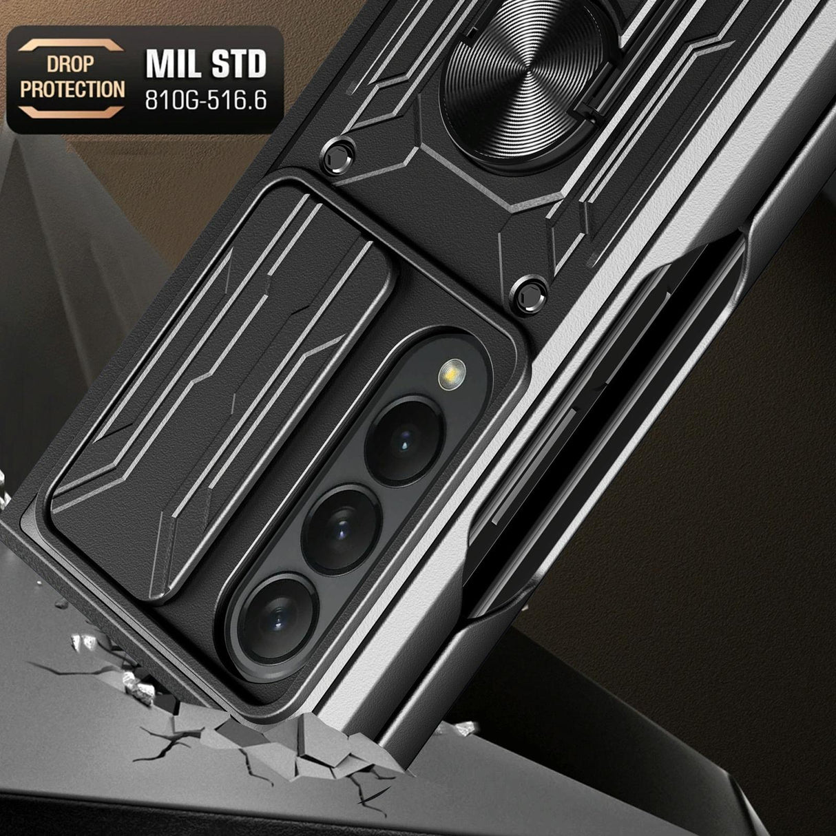 For Samsung Galaxy z Fold4 5G Protective Sliding Camshield Phone Case - Rose Gold