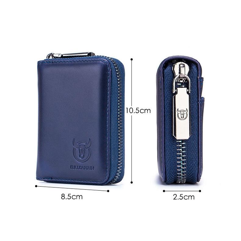 Men'S Leather Card Holder Casual Driver License Wallet - Light Blue
