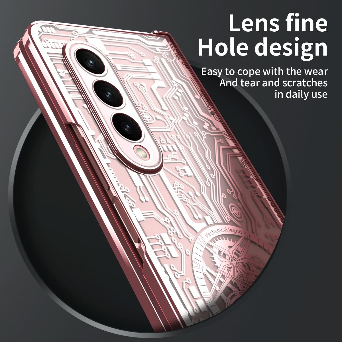 For Samsung Galaxy Z Fold4 5G Foldable Electroplated Phone Case - Mechanical Legend 4. - Champagne Gold