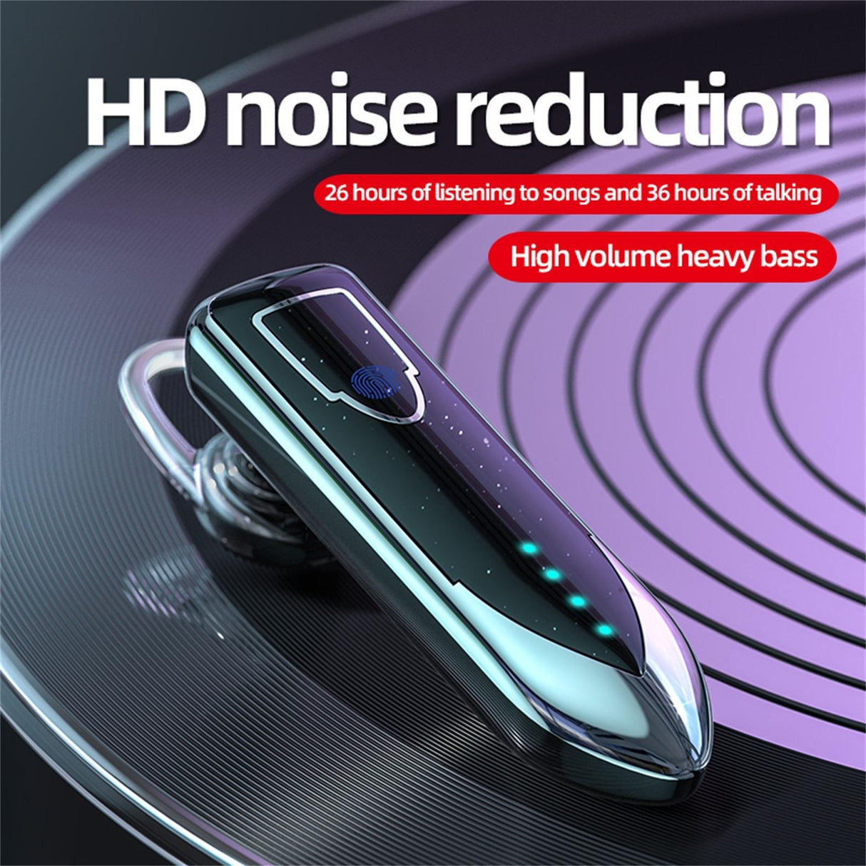 Business Style Bluetooth 5.0 Earphone with Touch Switch - Purple