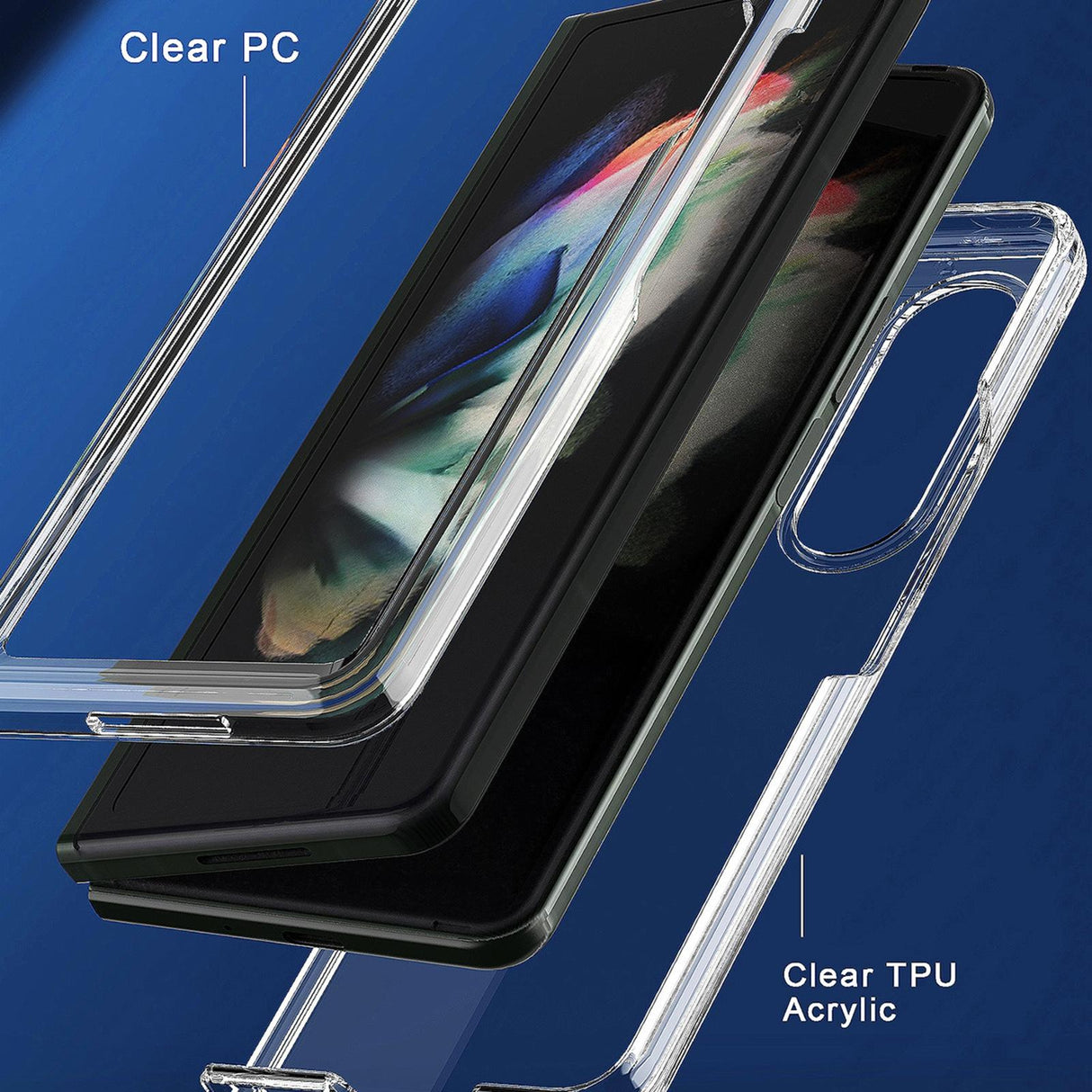 For Samsung Galaxy Z Fold4 5G Clear Acrylic Tpu Phone Case - Blue