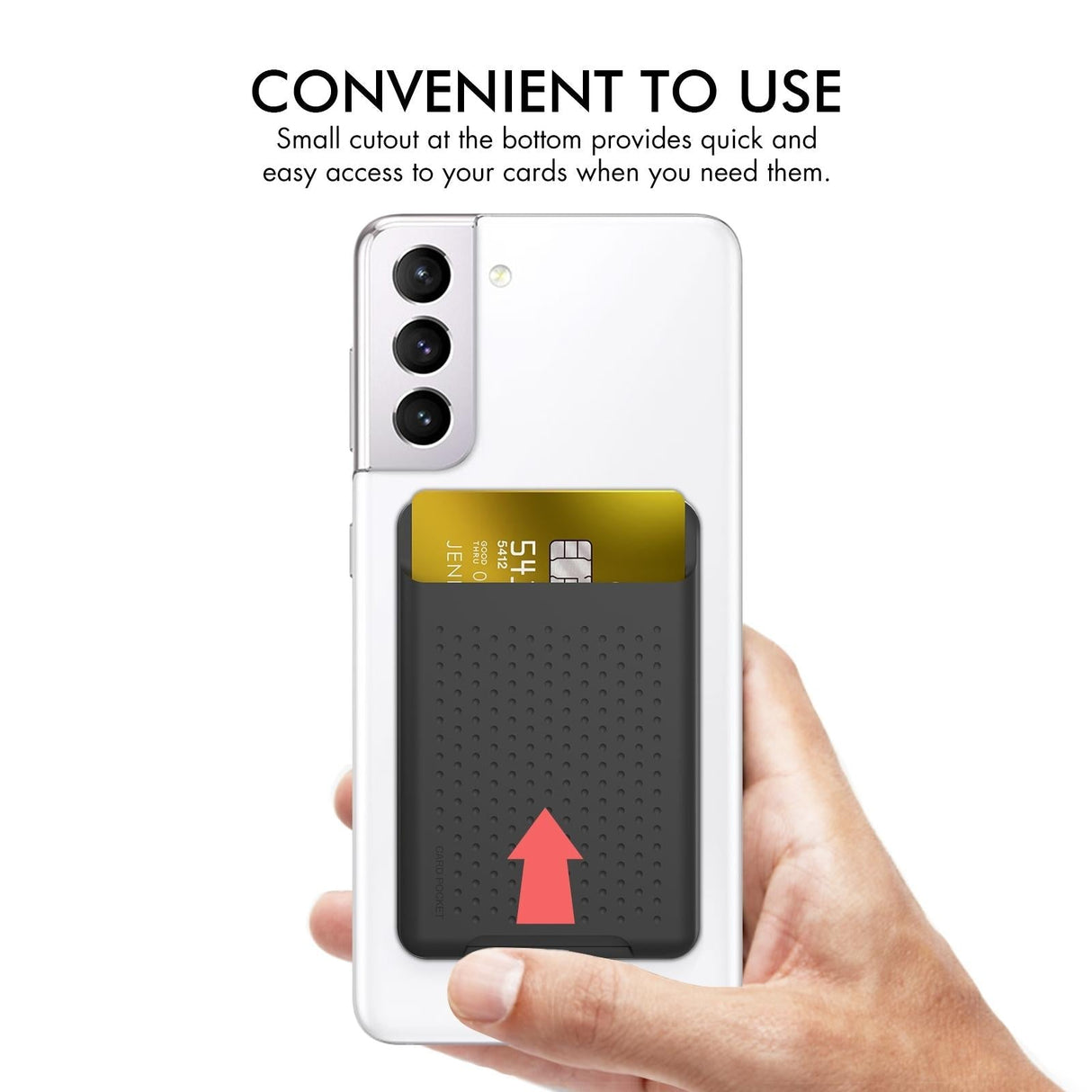 Universal Adhesive Silicone Card Case For Mobile Phones - Dark Gray